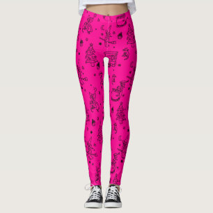 Leggings épiphanie noël sorcière befana rose