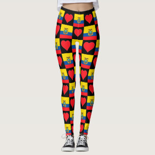 Leggings Equateur Drapeau Coeur Motif Patriotique Equatorie