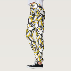 Leggings équipe d'or noir couleurs volleyballs motif