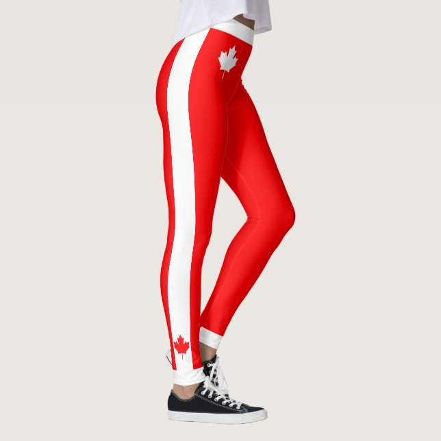 Leggings Érable canadien en rouge et blanc (Droite)