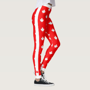 Leggings Érable canadien en rouge et blanc