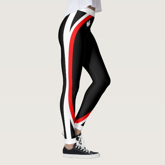 Leggings Érable canadien patriotique avec nom et bandes lat (Droite)