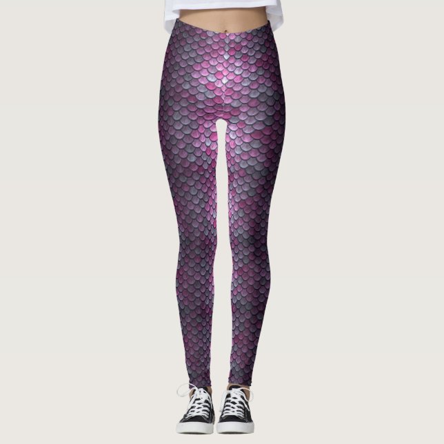 Leggings Éscaliers de sirène Jambes violettes magenta (Devant)
