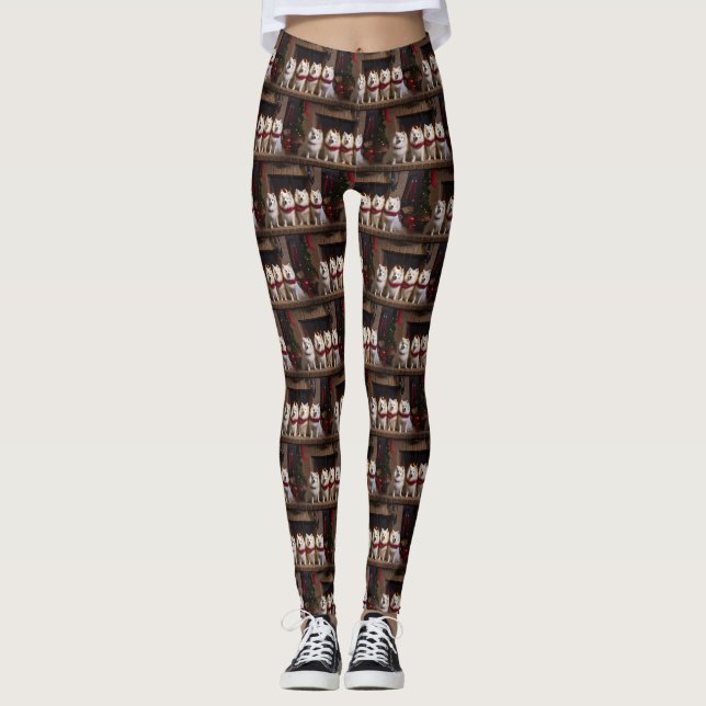 Leggings Esquimau américain près de la cheminée Noël (Devant)