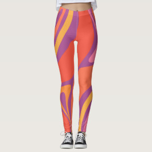 Leggings Esthétique Rétro Abstrait Coloré Groovy Tripant