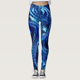 Leggings Estrela azul ondulada com trados em ziguezague