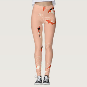 Leggings Etang de poissons Koi, motif sans soudure.