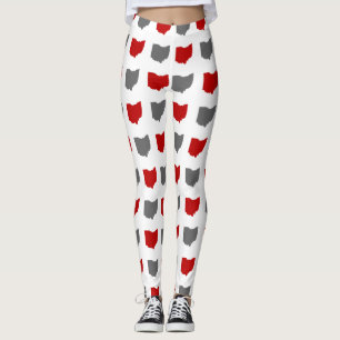 Leggings État d'écarlate et de gris de motif d'Ohio