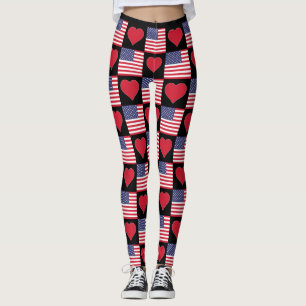 Leggings États-Unis Coeur États-Unis Patriotic American Fla