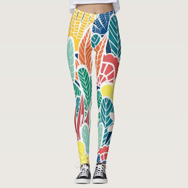 Leggings  Été Vert Turquoise Cactus & points Or Design mign (Devant)