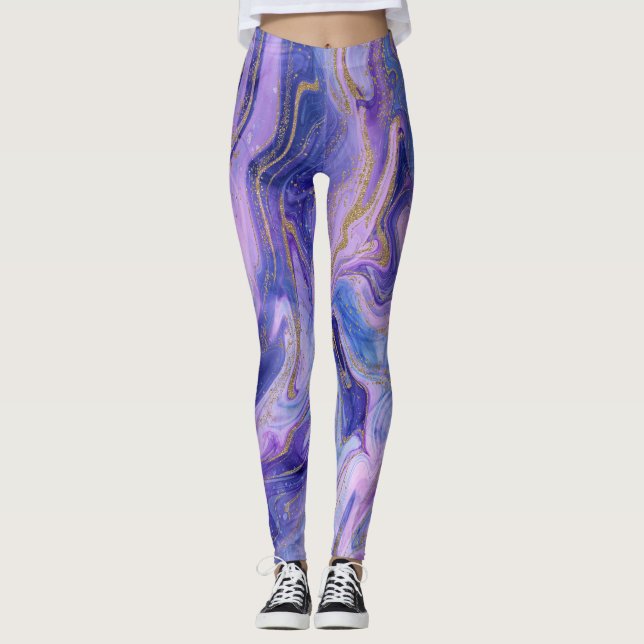 Leggings Ethereal Cotton Candy Marble Aquarelle Imaginaire (Devant)