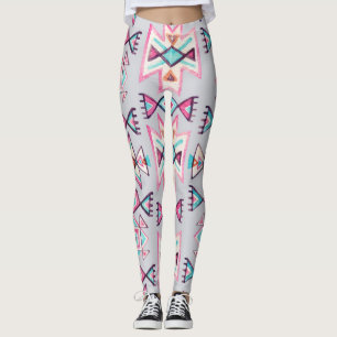 Leggings Ethnique géométrique, aquarelle motif tribal.