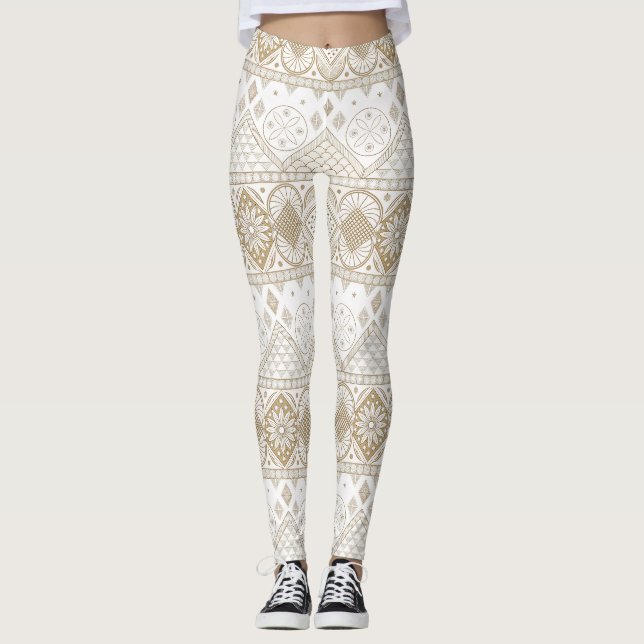 Leggings Ethnique géométrique Tribal Tribal sans couture Mo (Devant)