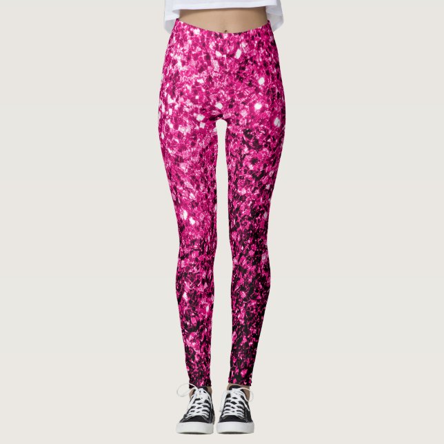 Leggings Étincelle de parties scintillant rose chaud (Devant)
