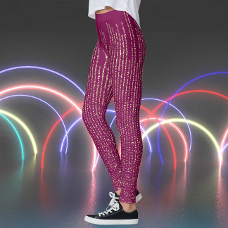 Leggings Étincelles rétro sur le vin rouge Imprimer