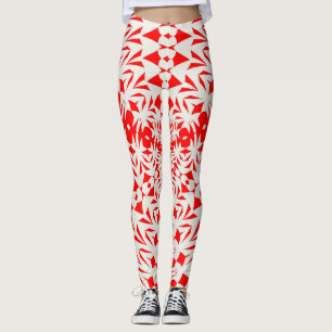 Leggings Étoile Blanche Et Rouge Forme Géométrique Kaleidos