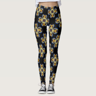 Leggings étoile d'or bleu motif sans fin