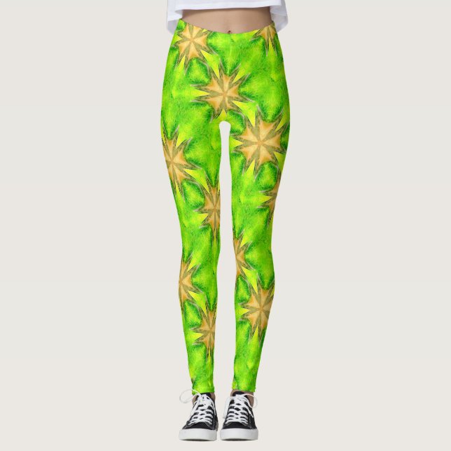 Leggings étoile d'or maltaise verte (Devant)