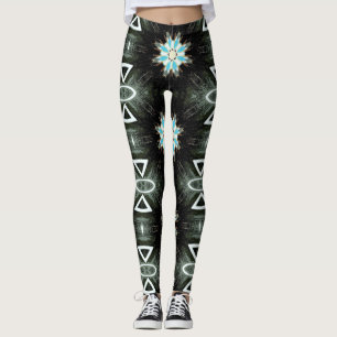Leggings étoile-éclat bleu de plume sur le noir