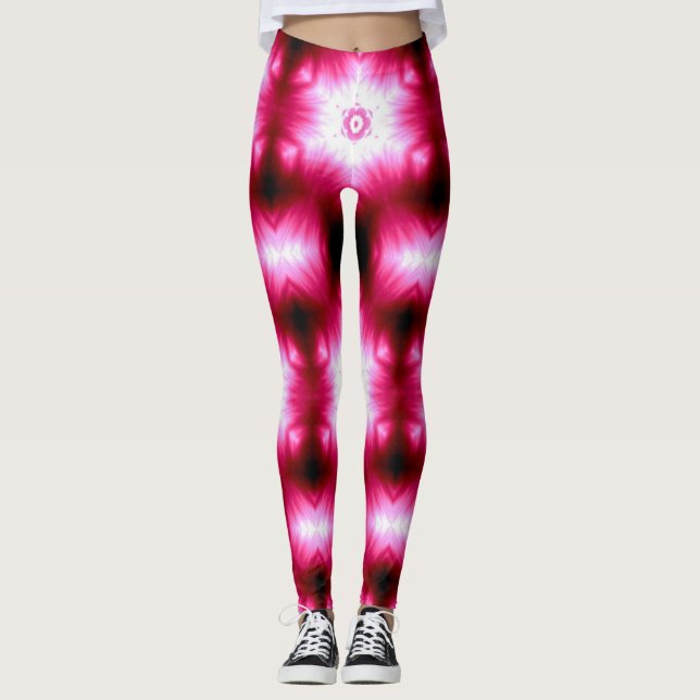 Leggings étoiles blanches en rose/noir (Devant)