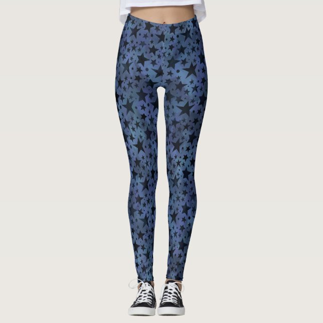 Leggings Étoiles Bleues Lumière de la marine moderne (Devant)
