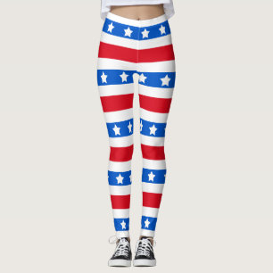 Leggings Étoiles et bleu blanc rouge des rayures  