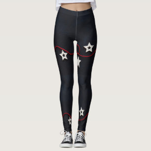 Leggings Étoiles Et Chaîne Motif Flottant Unique