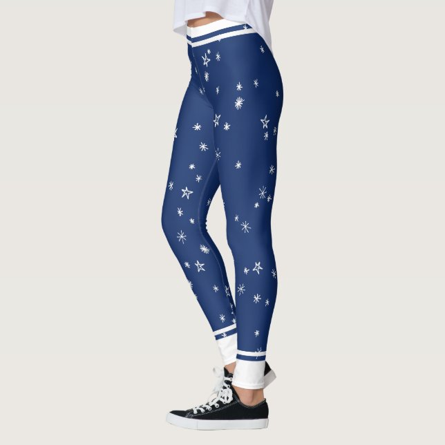 Leggings Étoiles et rayures bleues et blanches de la Marine (Gauche)