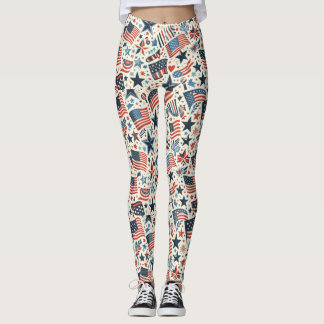 Leggings Étoiles et rayures patriotiques USA