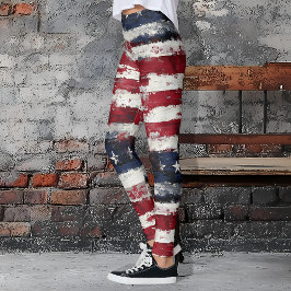 Leggings Étoiles et rayures rustiques patriotique