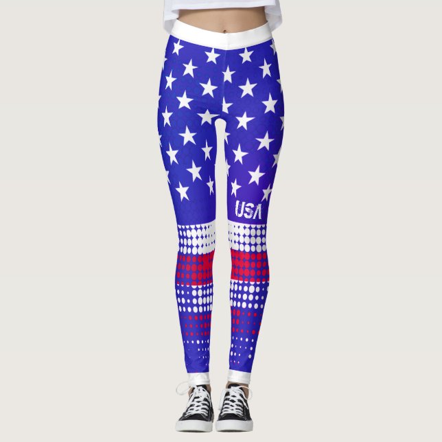 Leggings ÉTOILES ET STRIPES DÉTRESSEES Motif Dot USA (Devant)
