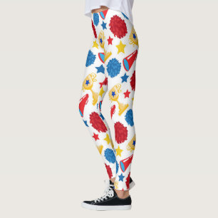 Leggings Étoiles Jaunes Rouges Bleues Pom-Poms de Meneuse d