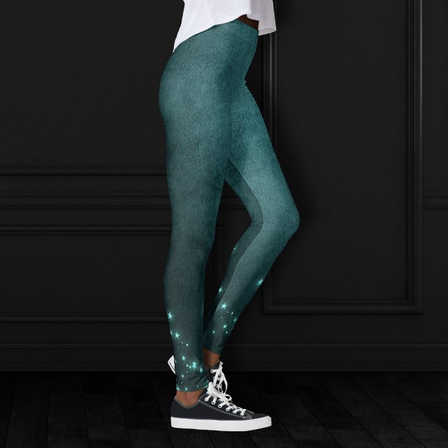 Leggings Étoiles Mystic Twilight | Luminosité de néon vert  (Créateur téléchargé)