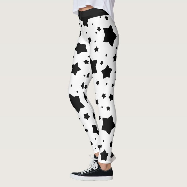 Leggings Étoiles noires sur blanc (Gauche)