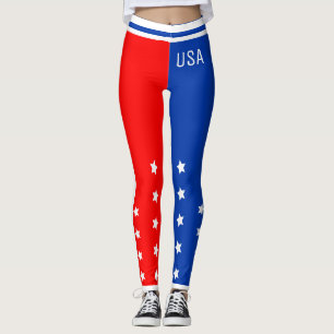 Leggings Étoiles patriotiques des États-Unis Blancs rouge