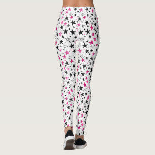 Leggings Étoiles Roses Argent Noir