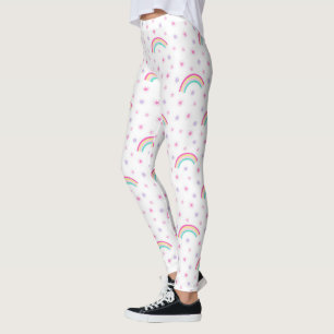 Leggings Étoiles roses mignonnes Femmes arc-en-ciel