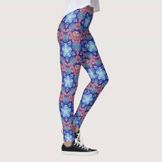 Leggings ÉTOILES ROUGES BLEU ABSTRAITES Fractées géométriqu (Droite)