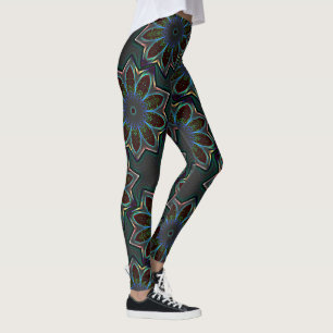 Leggings Etrange ellipse circulaire foncée avec feuilles ab