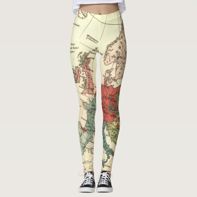 Leggings Europe Carte Pays Antique Mondiale (Devant)