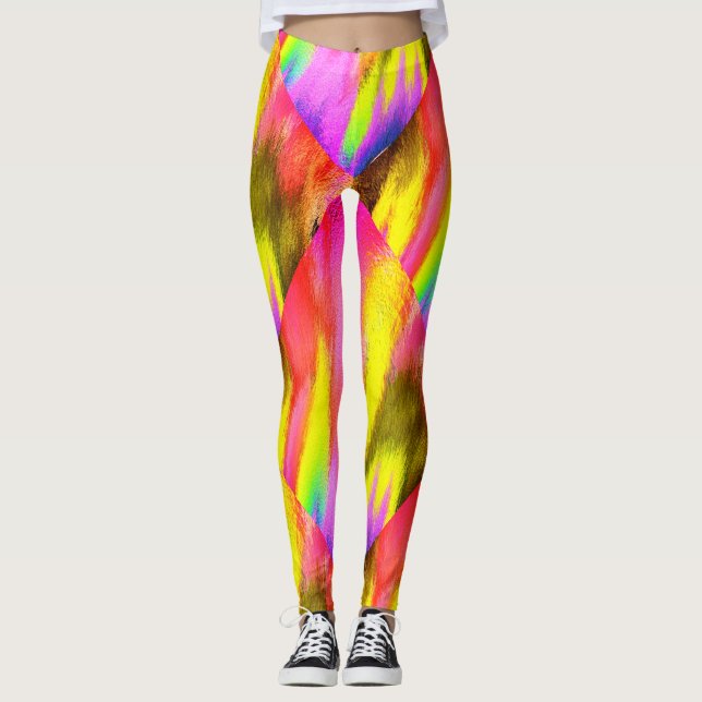 Leggings Exercice d'aérobic Motif psychédélique coloré (Devant)