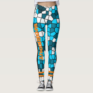 Leggings Exercice l Mosaïque colorée Agate l bleu unique
