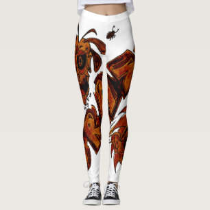 Leggings Exklusives Design.  Orange braun Crazy