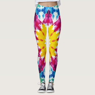Leggings Explosion dynamique de colorant cravate en jaune,