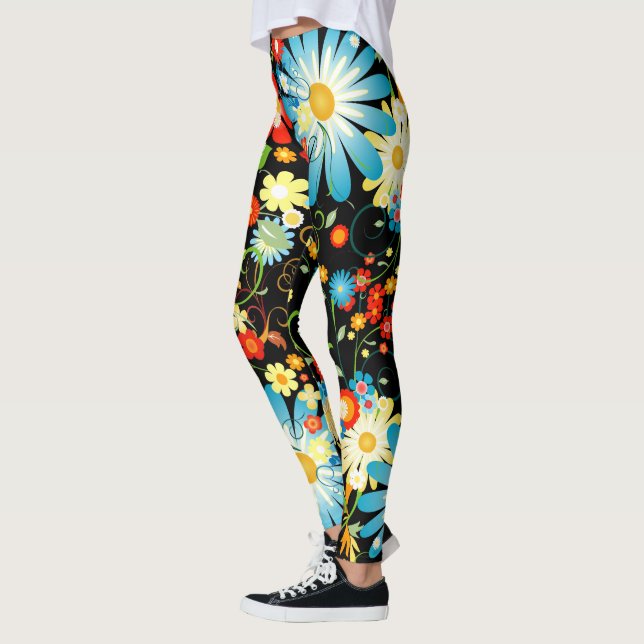Leggings Explosion florale de couleur (Gauche)