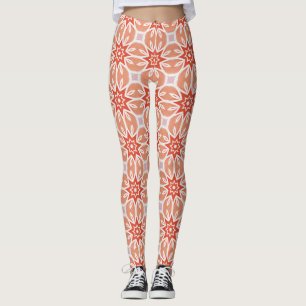 Leggings Explosion géométrique en corail pêche étoilé