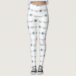 Leggings Eyelashes oculaires bleus argenté Nazar Mati Motif