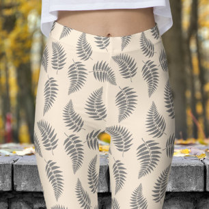 Leggings Fabuleux Motif de fougères blanches