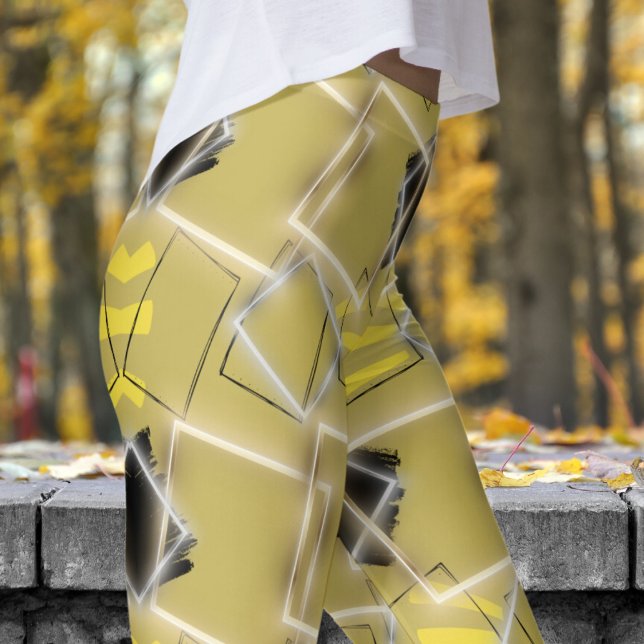 Leggings Fabulous Vegas Gold encadré dans Motif or (Vegas Gold framed in Gold Leggings)