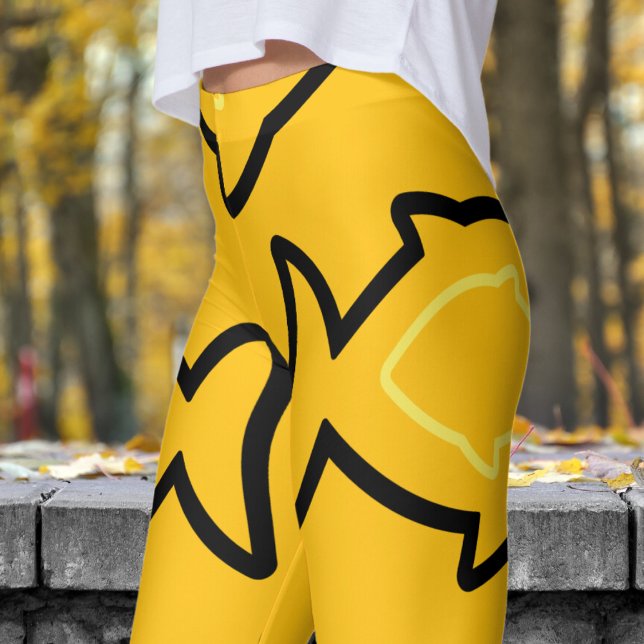 Leggings Fabun Fun Jaune et Motif Fin Noir (Black Fin on Yellow)
